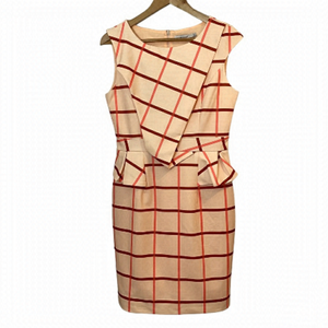 Spring Sheath Dress Sz 10 Orange Plaid Ruffle Pencil Skirt EUC